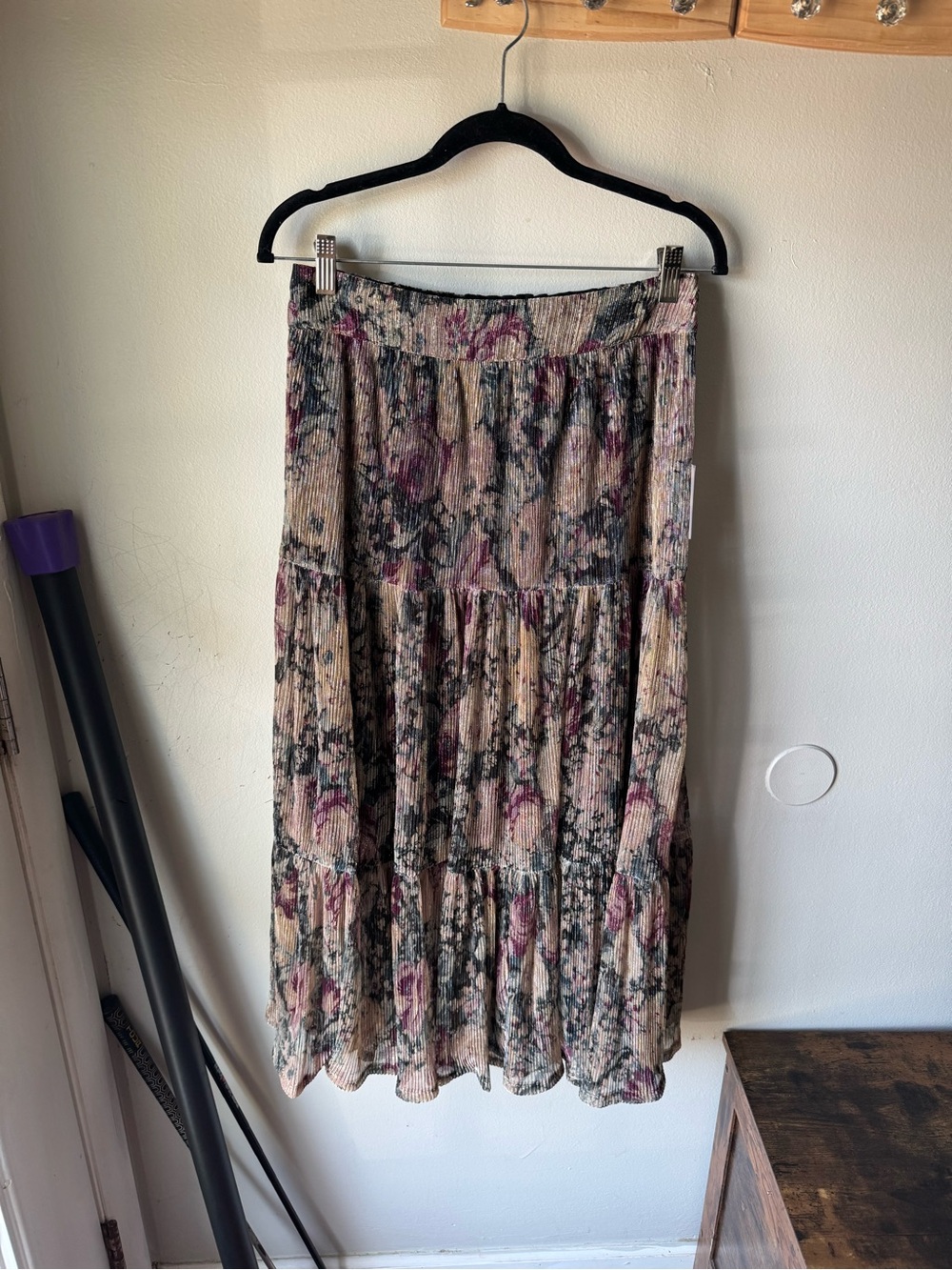 NWT LC Lauren Conrad Metallic Pleated Tiered Midi Skirt - Size Medium